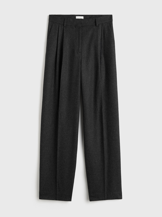 Double pleat winter trousers charcoal melange