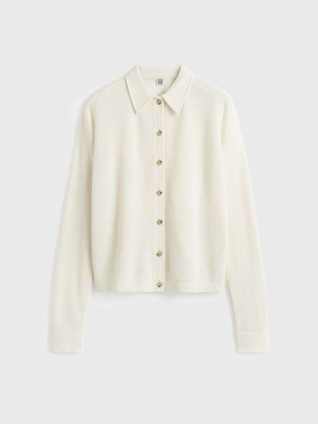 Raglan sleeve cashmere cardigan white