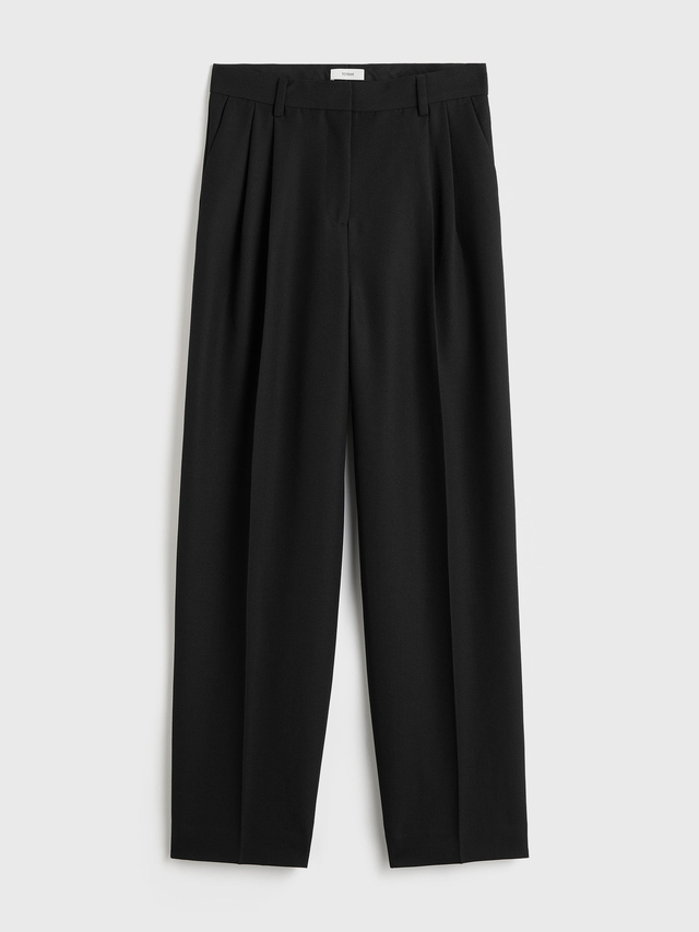 Double pleat tailored trousers black