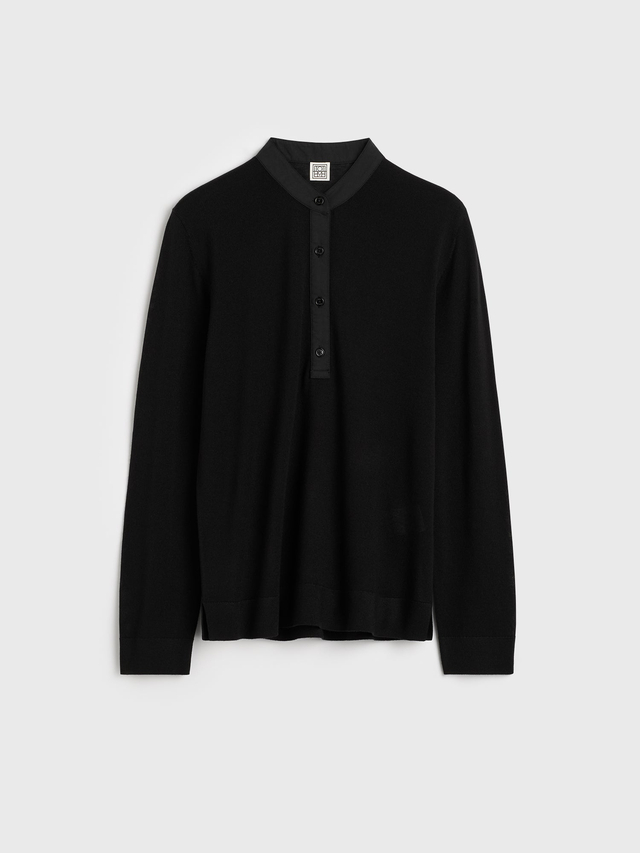 Wool silk knit black