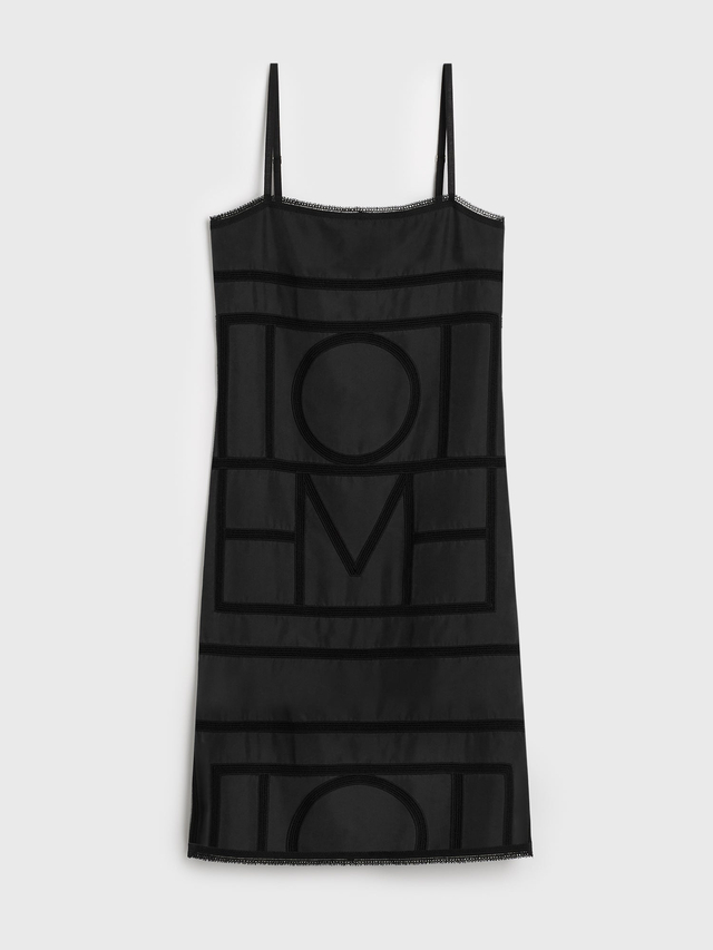 Monogram silk dress washed black