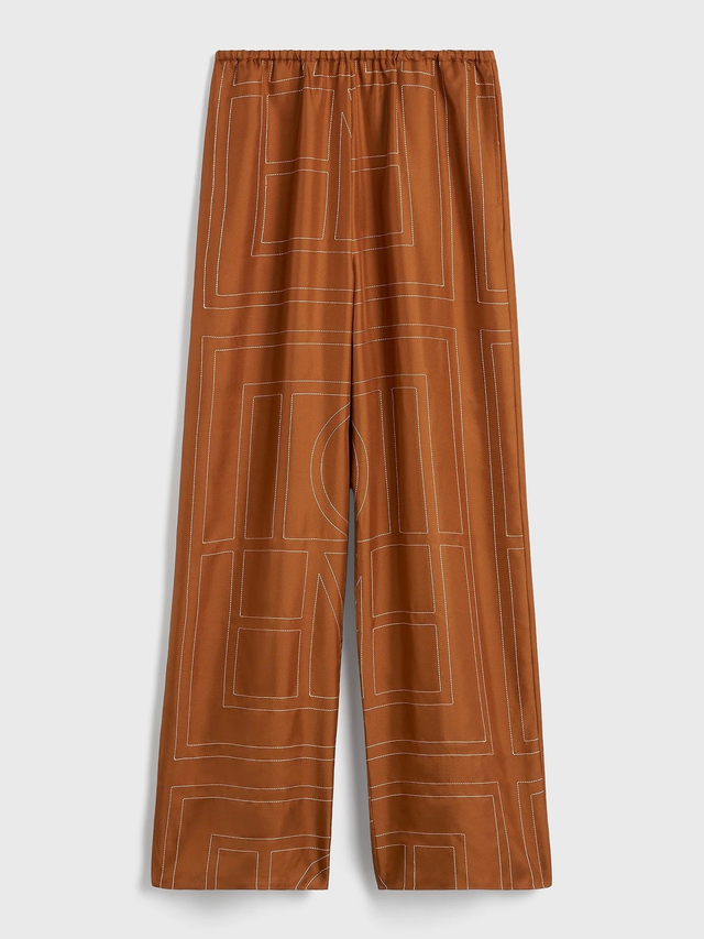 Monogram silk pj bottoms terracotta