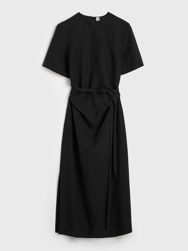 Tie waist dress black