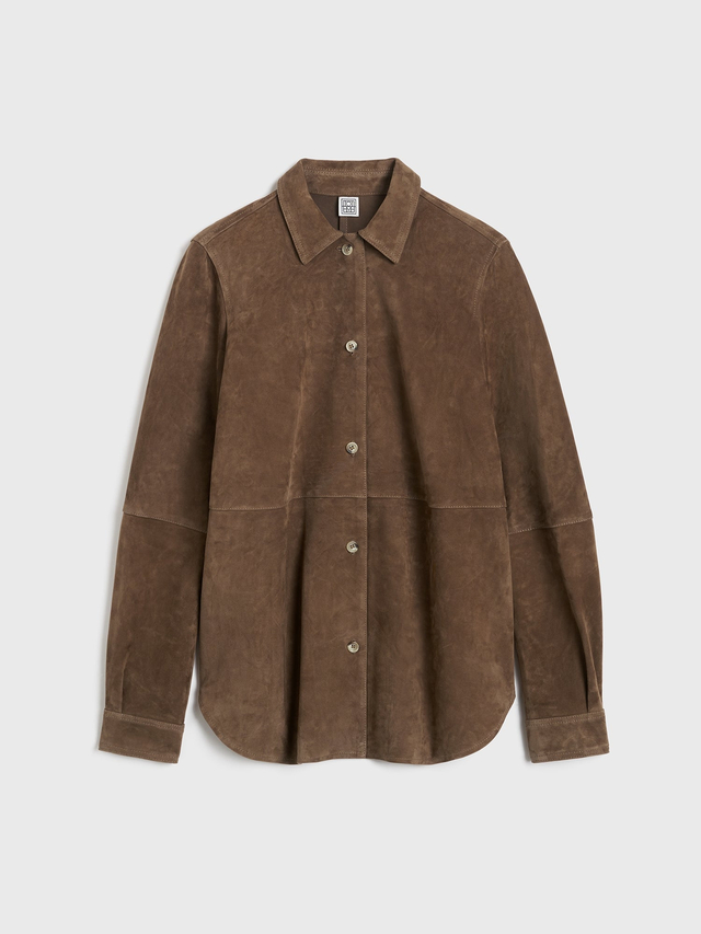 Soft suede shirt tobacco