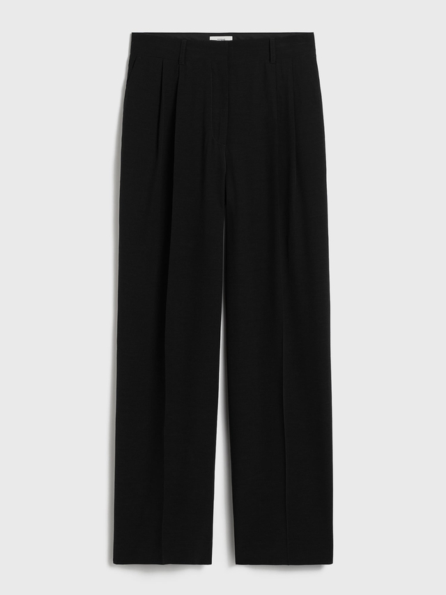 Double pleat straight trousers black