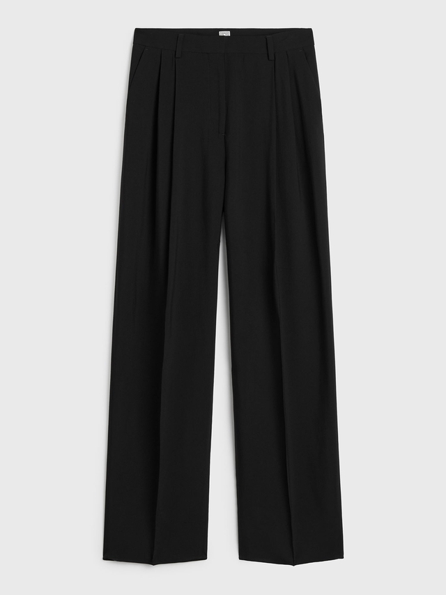 Double pleat fluid trousers black