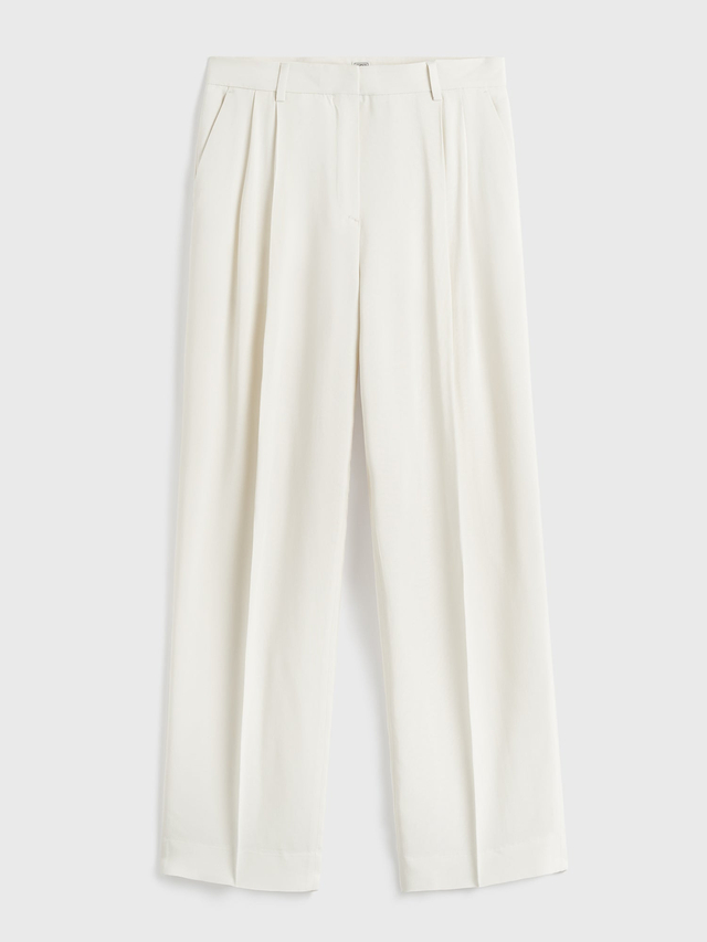 Double pleat fluid trousers ecru