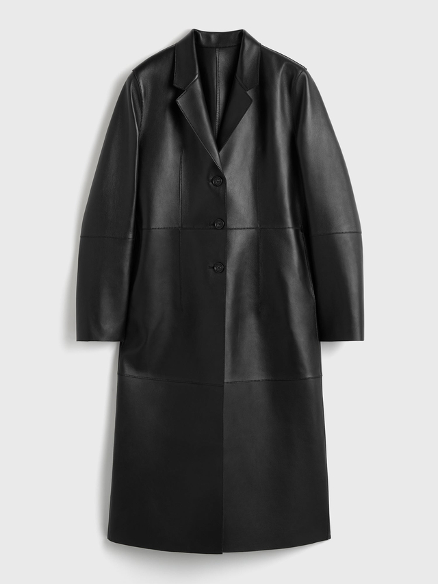 Slim leather coat black