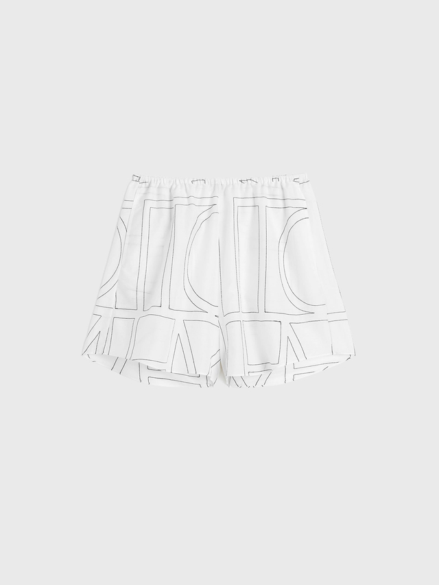Monogram cotton pj shorts white black