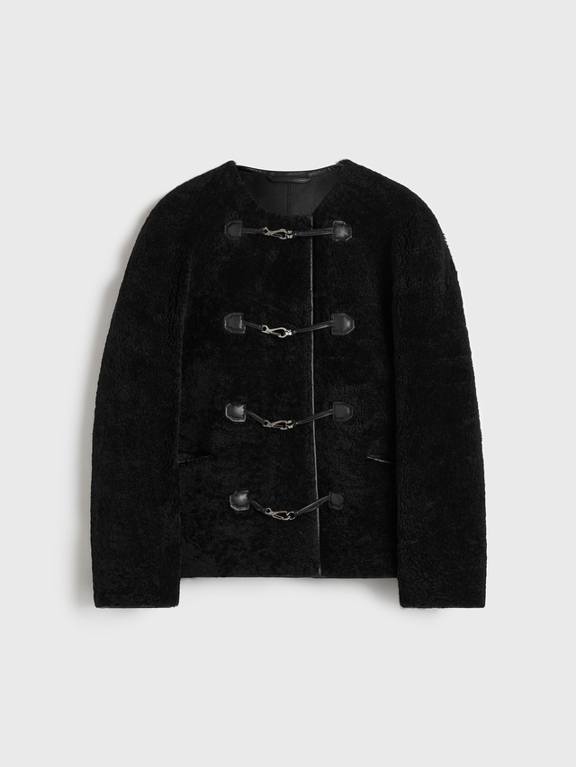 Teddy shearling clasp jacket black