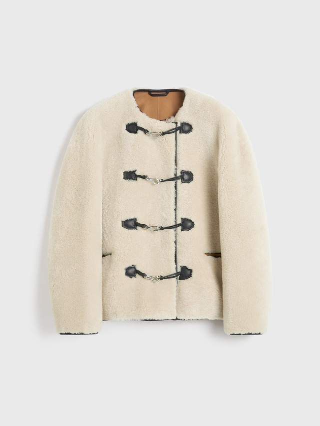 Teddy shearling clasp jacket off white