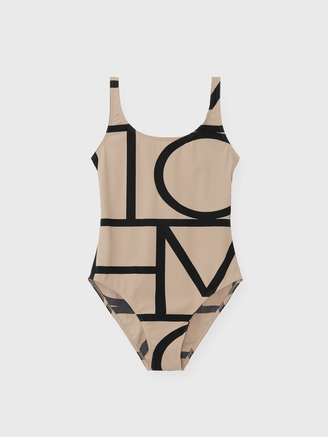 Monogram swimsuit beige