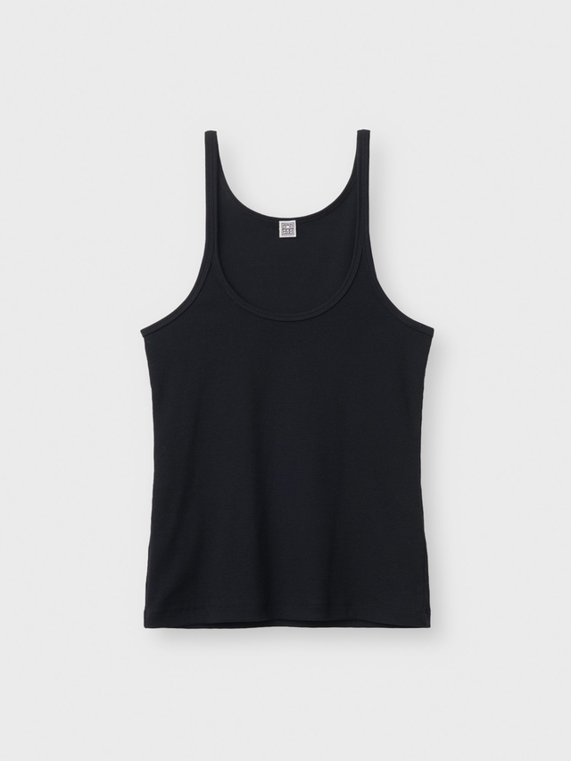 Scoop neck rib tank black
