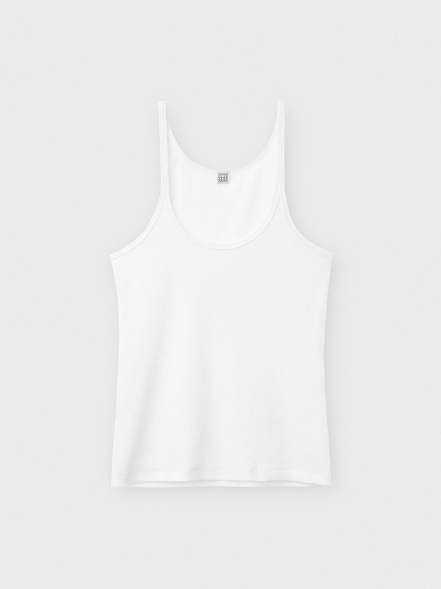 Scoop neck rib tank white