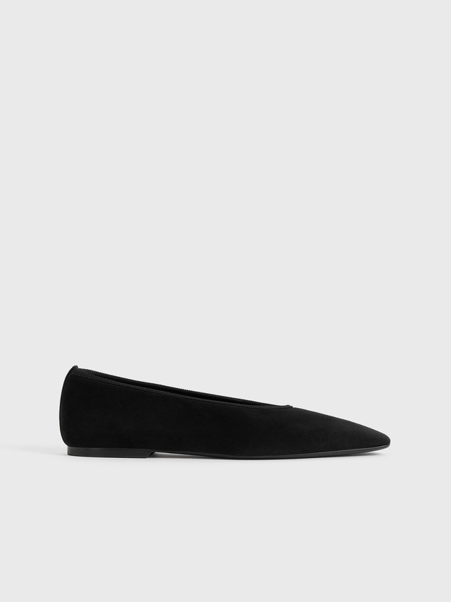 Minimalist suede ballerinas black