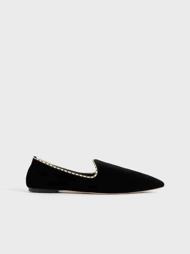 Velvet venetian slippers black