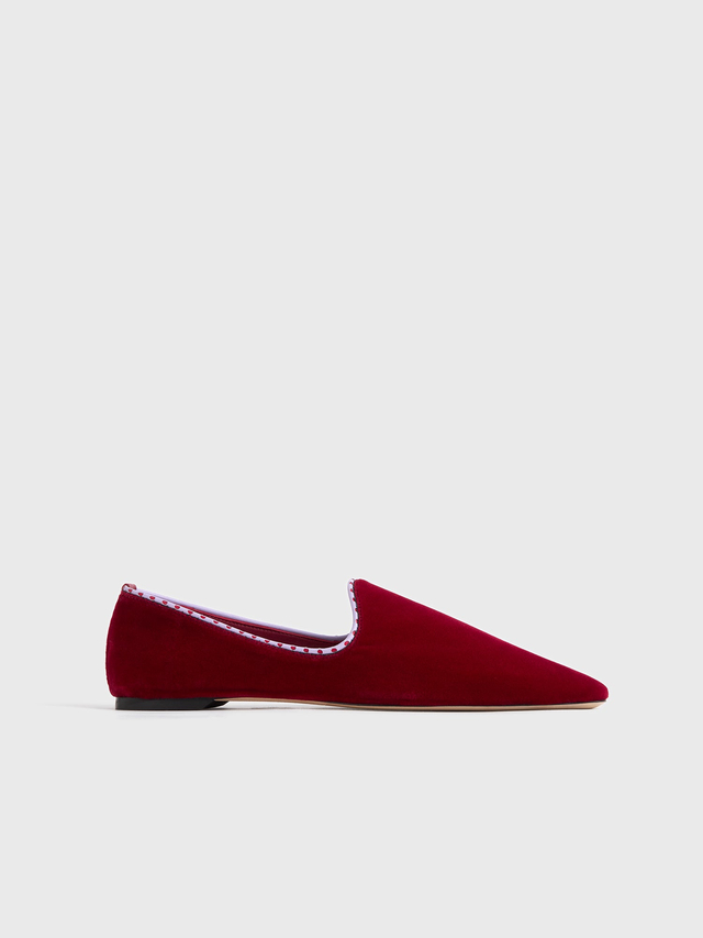 Velvet venetian slippers red