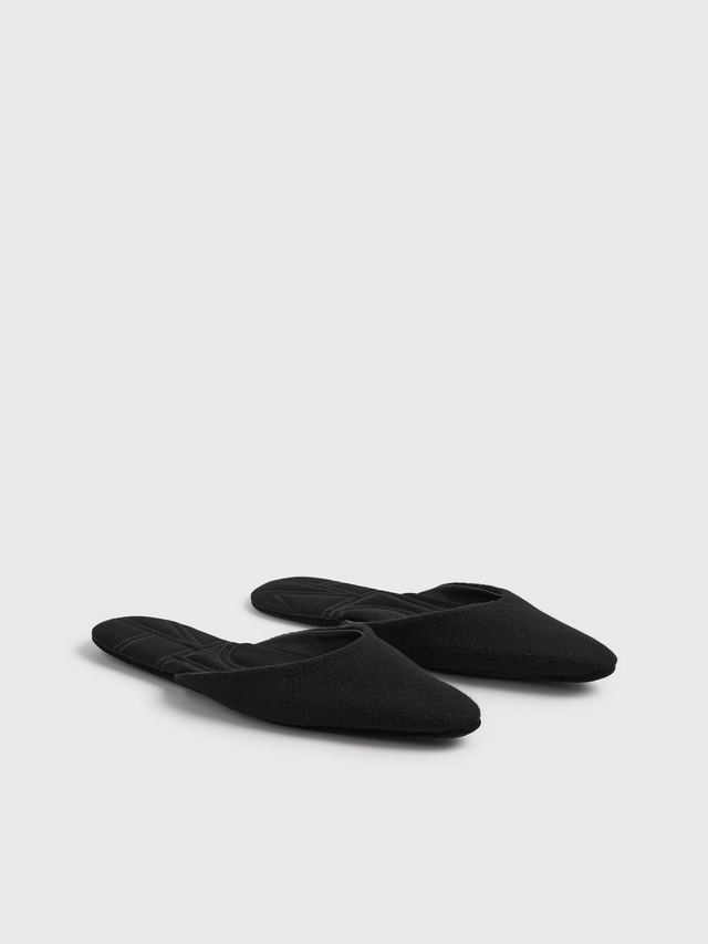 Wool cashmere lounge slippers black