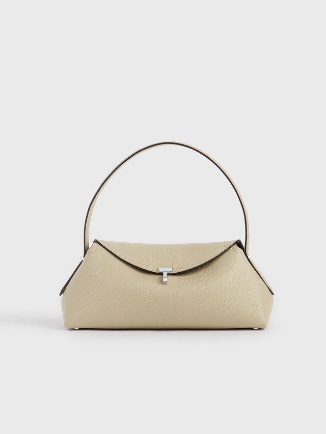 T lock grained leather shoulder cashew