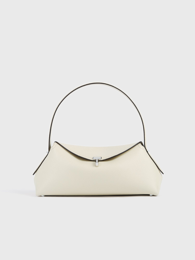 T lock grained leather shoulder milk