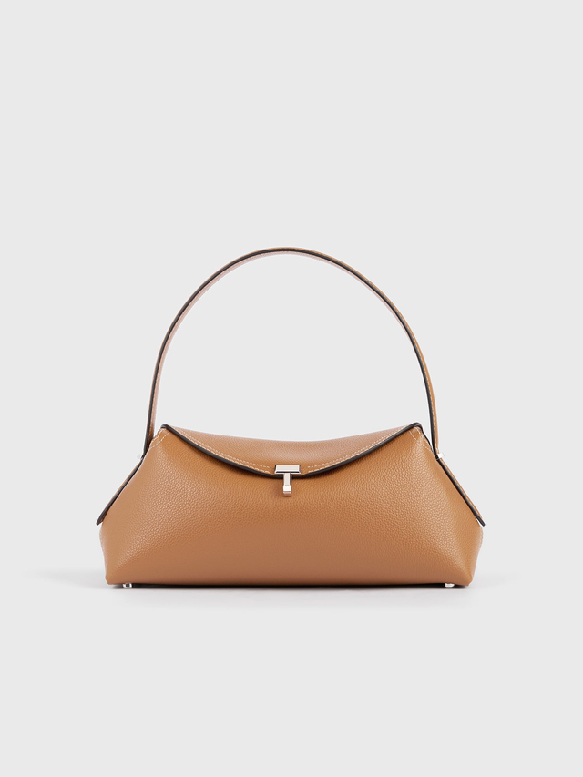 T lock grained leather shoulder tan