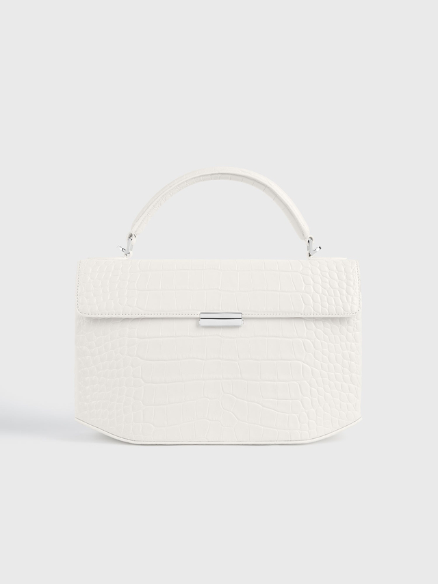 Clip croco embossed top handle off white