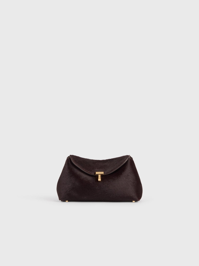 Mini t lock pony hair clutch wine