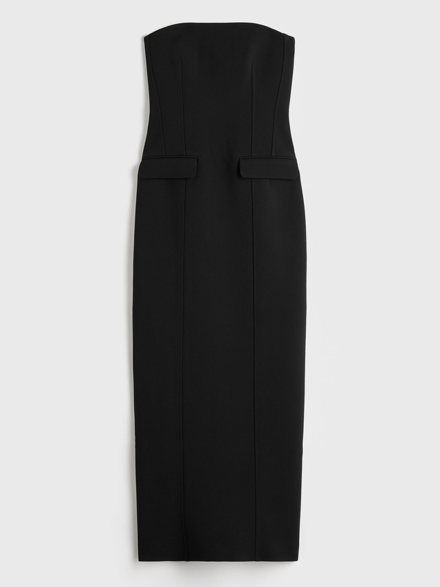 Strapless pocket dress black